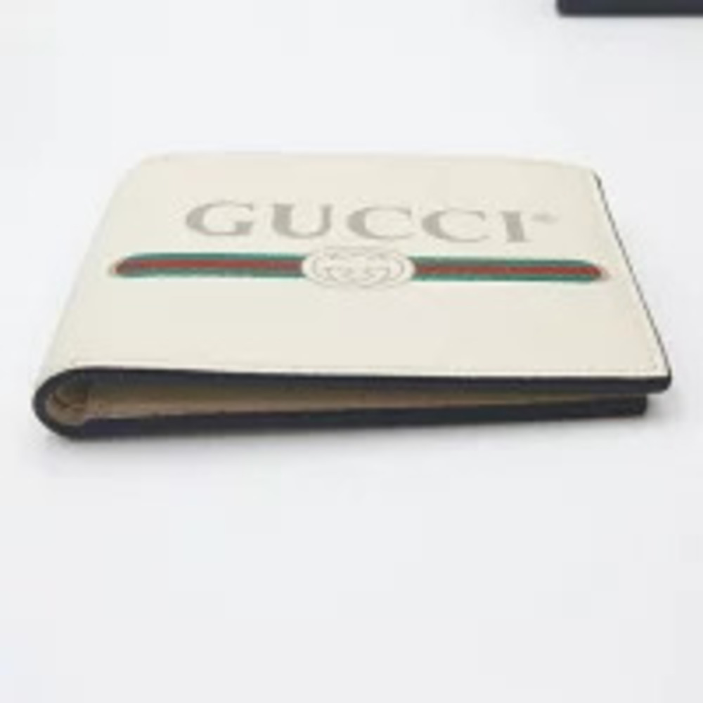 Gucci Bi fold Wallet Off white Black Leather h - Picture 3 of 11